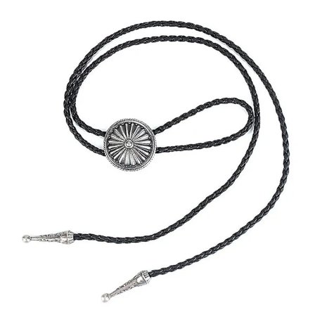2x Antik Daisy Metall Hänge Läder Bolo Tie Halsband Slips Cowboy Dans{KDO}[CO]