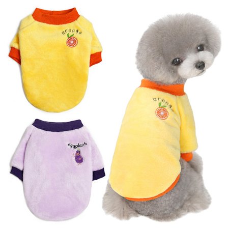 2-pack hundtröja, hundkläder, hundkappa, hundjacka för små eller medelstora hundar pojke eller flicka (gul+lila), M