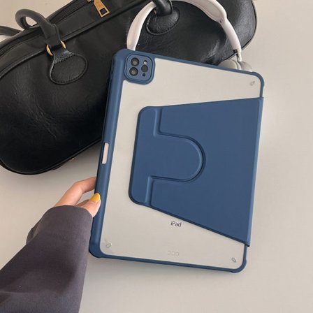 Fodral för Marinblå Tri fold Flip Swivel Ställ iPad 7/8/9 10.2"/Pro 10.5"/Air 3