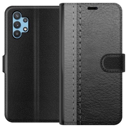 Yhteensopiva Lompakkokotelo Samsung Galaxy A32 5G Musta & Harmaa Nahka