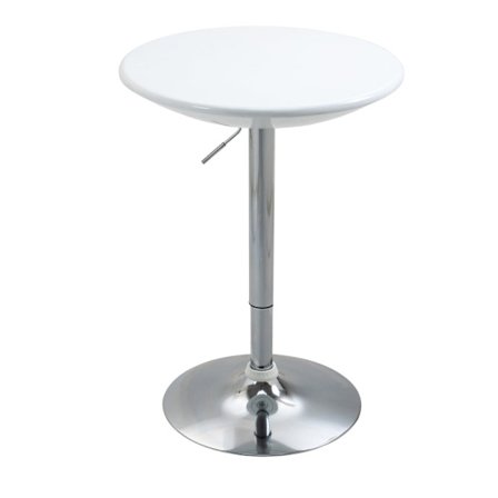Rootz Barbord - Modernt matbord - Höjdjusterbart Bistrobord - Barbord - Bänkbord - Skrivbord - Rund metall - ABS-färg - Vit - Diameter 61 x 76-97 cm