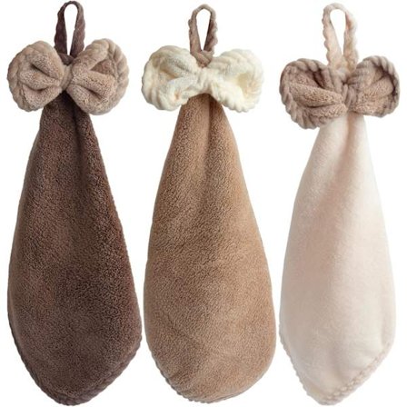 Pakke med 3 Køkken- og Badeværelseshåndklæder, Dekorative Håndklæder, Mikrofiber Koralfleece Skønne Håndklæder, Tør dine hænder øjeblikkeligt
