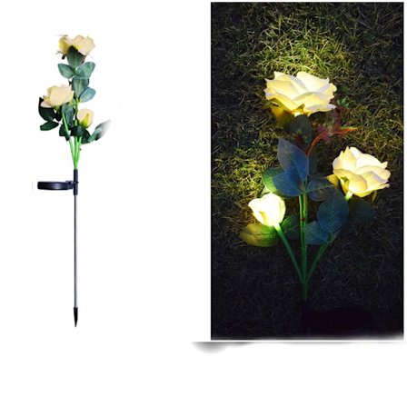 Ros solcellslampa dekoration utomhus trädgård gräsmatta ljus