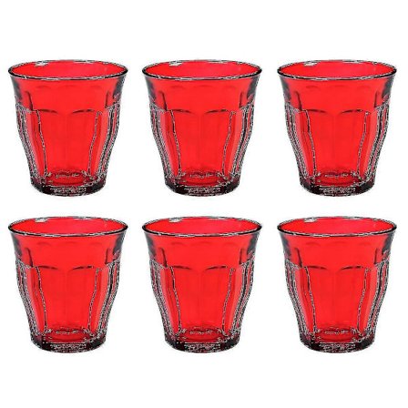 Duralex Sett med 6 Picardie Farger Røde Tumblere 25cl