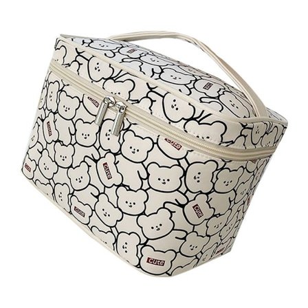 Stor Kapacitet Blank Makeup Taske med Robust Håndtag til Rejser Udendørs Sød Bjørn