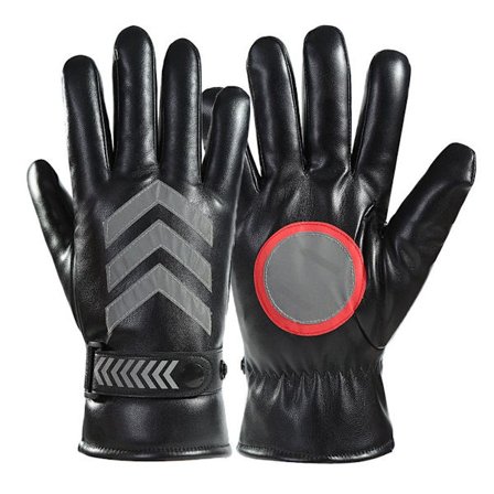 Skidhandskar med sammet och förtjockade reflexremsor