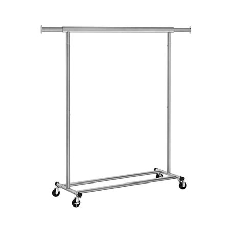 Klesstativ på hjul med uttrekkbar opphengsskinne - Sølv