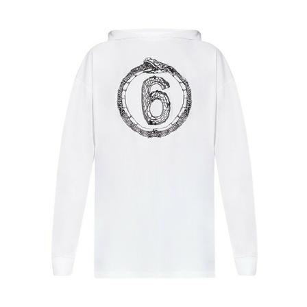 MM6 Maison Margiela Oversize Hooded Kjole Hvid, Dame