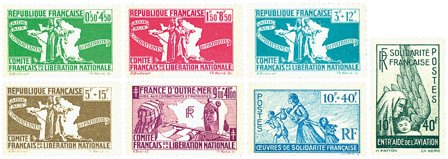 Frankrig 1943-1944 - France Libre YT 1-5+7+France Libre Luftpost YT 1 - Postfrisk