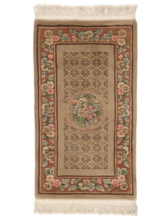 Kiina 90 Line Matot 69X122 Villamatto Ruskea/Beige Pieni Matto Carpetvista