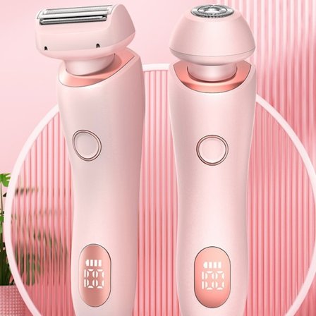 2-i-1 Bikini Trimmer Elektrisk Barbermaskin for Kvinner, Silky Glide Pro Hårfjerning for Barbering av Ben, Armer, Armhuler og Ansikt Rosa