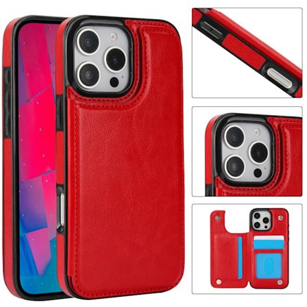 Plånboksskal PU-Läder Kortfack Magnet kompatibelt med iPhone 16 Pro