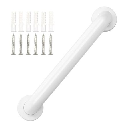 Vitt duschhandtag i stål 30 cm äldre duschgreppstång