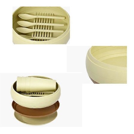 Camping Picnic Service Sæt, (17 STK) Bærbart Plast Genanvendeligt Bestiksæt, Udendørs Essentiel Tallerken