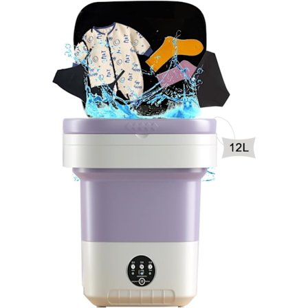 Mini Foldbar Bærbar Vaskemaskine 12L – Kompakt Bærbar Maskine til Rejser, Små Lejligheder og Studieværelser