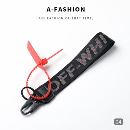 Off-White inspirert nøkkelring Lanyard industriell belte håndleddsstropp