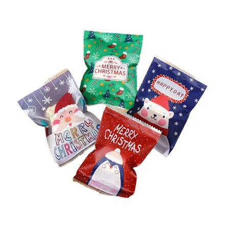 100 st Julgodisväska Jultomte Snögubbe Älg Björn Livsmedelskvalitet EVA Chokladkaka Godis Snacks Godis Nougatväska Party Favor Pack Kit Qinghai
