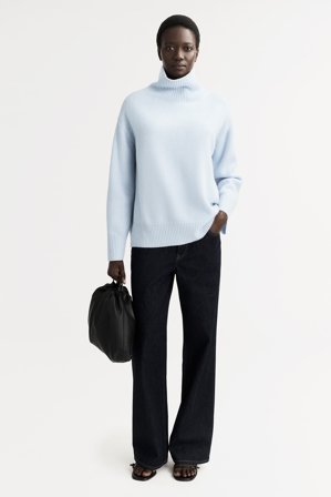 Soft Goat - Boyfriend Turtleneck - Women cashmere sweater - L - Light Blue