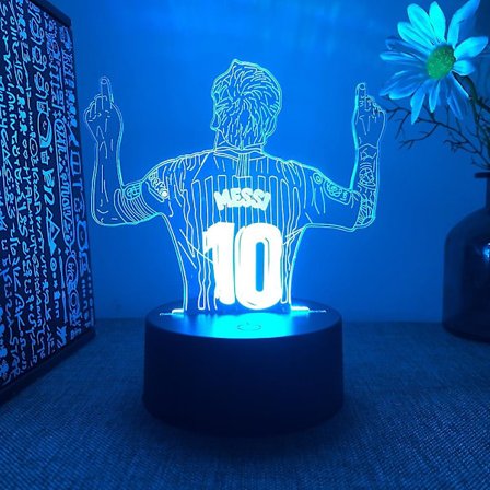 Fodboldspiller Lionel Messi 3D Natlampe Fjernbetjening og Touch 16 Farveskiftende Rumdekoration Sengelampe Fans Gave