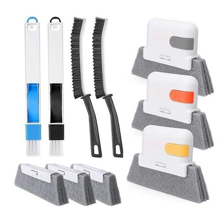 Professionel vindueskarm- og rillebørste, rengøringsbørste, karmrenser med 7 værktøjer til dybdegående rengøring af vindueskarme