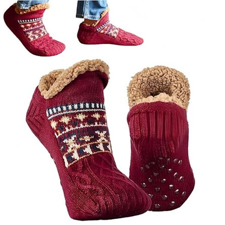 ING Bløde, tykke, varme vintergulvsokker, behagelige skridsikre sokker til indendørs brug, med skridsikker struktur, fleecefor, varme hjemmesokker