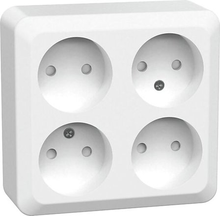 STIKKONTAKT 4-VEIS UTP CONNCET 2 HOME UTEN JORD HVIT