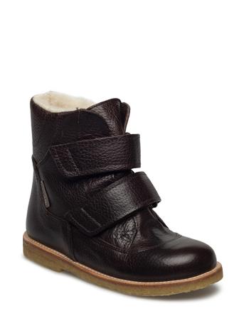 Boots - Flat - With Velcro Vinterstøvletter Med Borrelås Brun ANGULUS