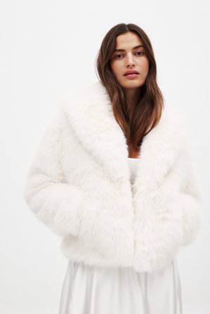 NA-KD Veste en fausse fourrure - Manteaux en fausse fourrure - Crème - EU 42
