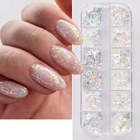 12 farger glitter negleflak holografisk neglekunstdekorasjon
