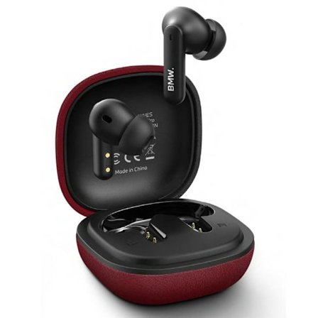 BMW TWS In-Ear Hörlurar Bluetooth ENC Leather Metal Logo - Röd