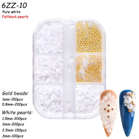 Nageldekorationer för Nail Art Halvcirkel Full Circle Färgglad Pearl Aurora 6-grid Pearl ZZ01 12g