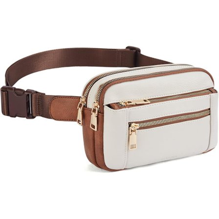 Fanny Packs for kvinner Cross Body Bag Skinn Belteveske Mote Midjeveske med justerbar reim Beige Brun