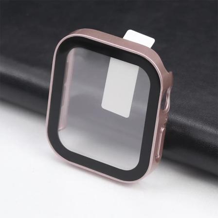 Glas+vattentätt case för Apple Watch 7 8 9 45mm 41mm Skärmskydd Hård PC Bumper för iWatch Series 6 5 4 SE 40mm 44mm Cover Matte Rose Gold Series 7 8 9