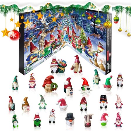Xbi - Jul 2024 Nisse Adventskalender, 24 dager med Nissedekorasjons-adventskalender