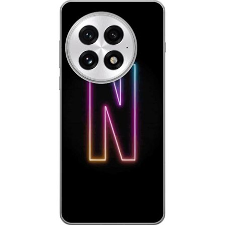 Kompatibel Mobilcover til OnePlus OnePlus 13 Minimalistisk neonbogstav N i farveskiftende lys mod sort baggrund