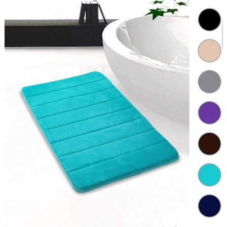 Badeværelsesmåtte Absorberende Skridsikker Bademåtte Vaskbar Bademåtte - 60x90cm (Påfuglegrøn)