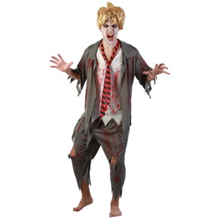 Blodig Högstadiepojke / Pojke - Maskeraddräkt - Halloween Grön One Size