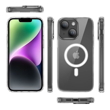 iPhone 15 PLUS Skal Transparent MagSafe - Heltäckande stöttålig skydd
