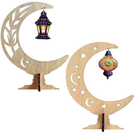 2 osaa Ramadan Eid Mubarak -koriste Puu Kuu Tähti Valo Pöytäkoriste Ramadan Riippuva Koriste