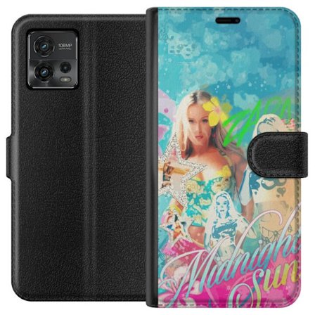 Kompatibel Tegnebogsetui til Motorola Moto G72 Eventyrverden med Steve, Creeper og dyr i farverig blokgrafik