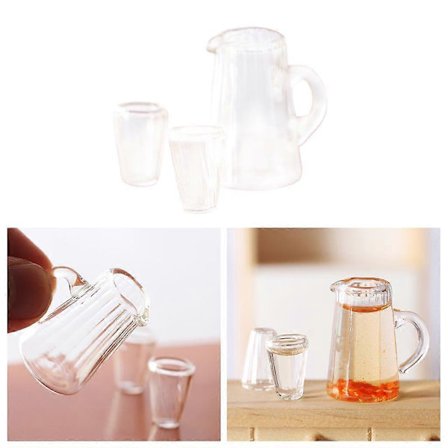 1:12/1:6 Miniatyr Dukkehus Juicekjele Melkekanne Kaffekjele Kopp Sett Tilbehør Kjøkken Mat Leke Gave (LGL)