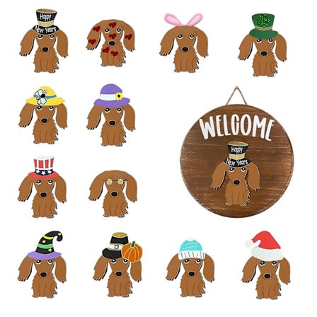 Dag-til-dag levering Rustikt Træ Velkommen Dørskilt Sæsonbestemt Udendørs Dekoration Hunde Velkommen Skilt