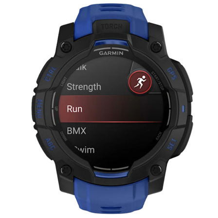 Garmin Instinct 3 - 45 mm, Amoled Black With Bolt Blue/Black Silicone Band