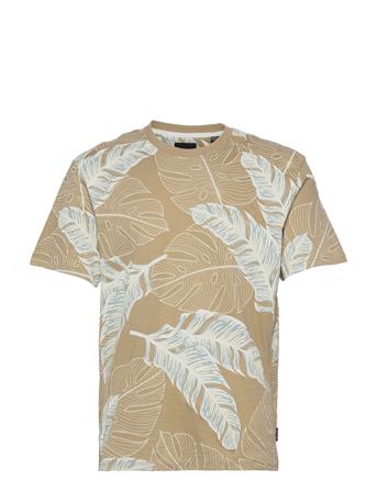 Onsgreg Reg Ss Aop Tee T-shirts Short-sleeved Beige ONLY & SONS