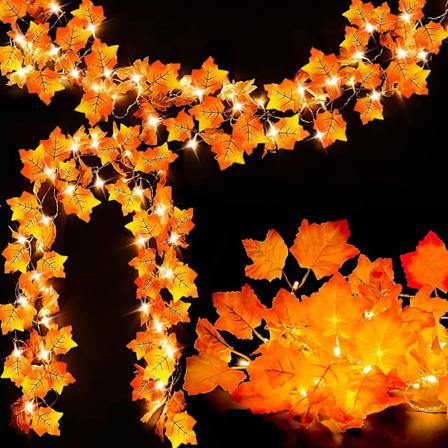 [2-pakning] Høstdekorasjon til hjemmet Thanksgiving-dekorasjoner Lyste høstkrans, totalt 20 fot 40 LED, høstdekorasjoner Thanksgiving Halloween-