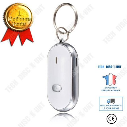 Elektronisk nyckelring - TECH DISCOUNT - Visselpipa - Vit färg - Röd ljus - Ljudlarm