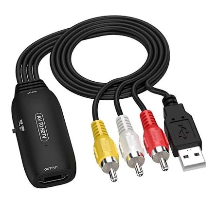 1080P AV til HDMI-kompatibel adapterkonverter RCA-kabelvideoadapter til settopboks XBOX VHS Blu-R