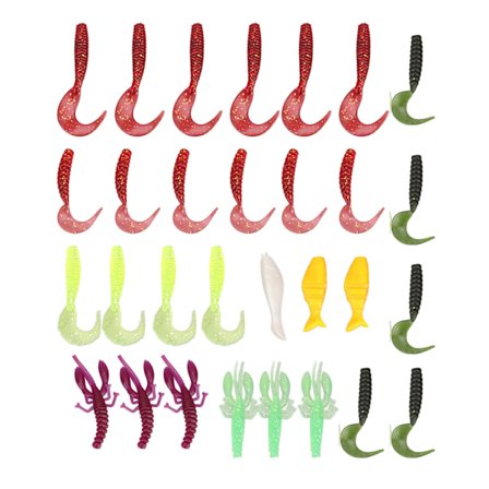 30 stk Padlehale Svømmelokk Soft PVC Jig Heads Krøllete Grub Lokker Fiske Agnssett for Ferskvann og Saltvann