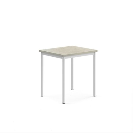 Desk SONITUS, 700x600x720 mm, light grey linoleum, white