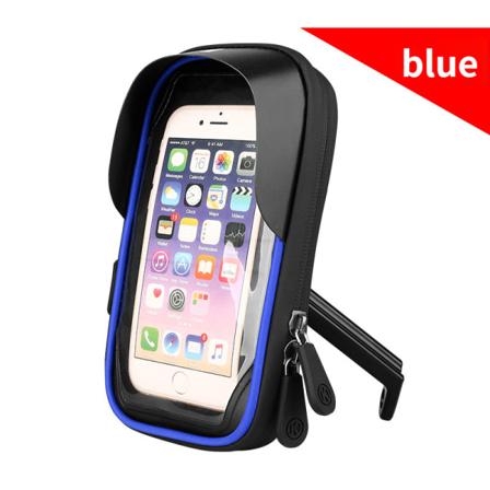 Cykel Mountain Bike Taske Touch Mobiltelefon Taske Cykel Motorcykel Elektrisk Vandtæt Navigation Bracket Shade Rearview mirror Blue